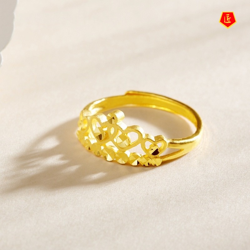 [Ready Stock]Elegant Simple Gold Flower Crown Women's Ring