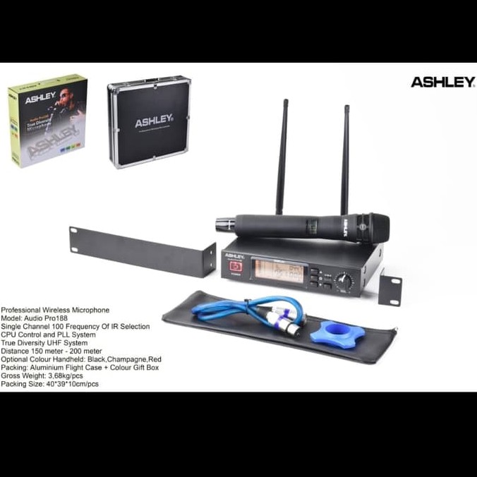 Mic Wireless Ashley Audio Pro 188 Original Ashley PRO188 Hitam