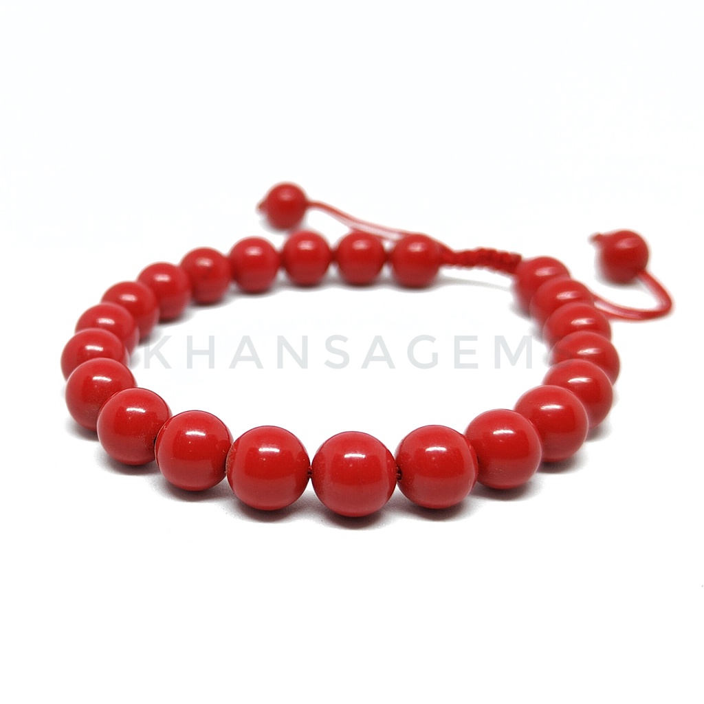 Gelang Batu Red Marjan Aneka Diameter 6mm 8mm 10mm 12mm