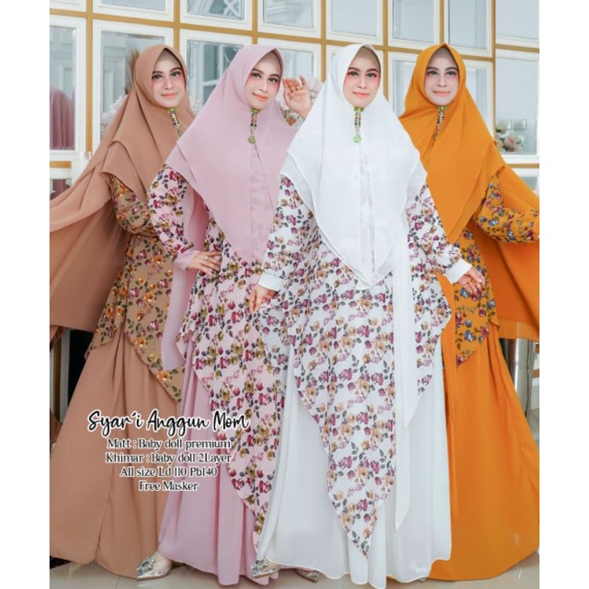 Humaira99 Gamis syari ceruty premium set khimar syari Ori Anggun