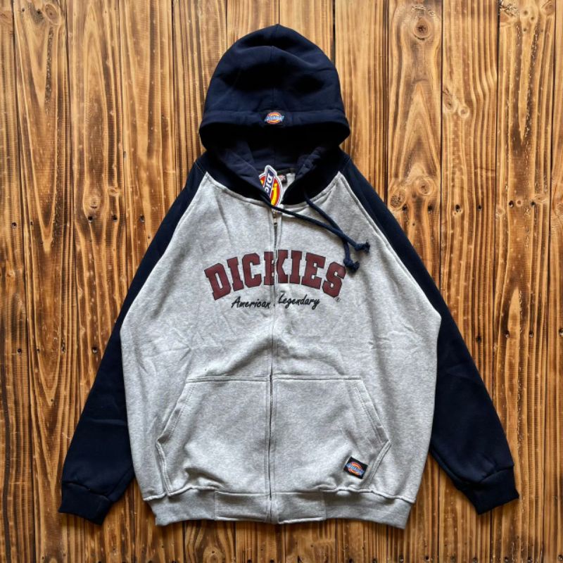 SWEATER HOODIE ZIPPER DICKIES GREY NAVY PRIA WANITA PREMIUM QUALITY