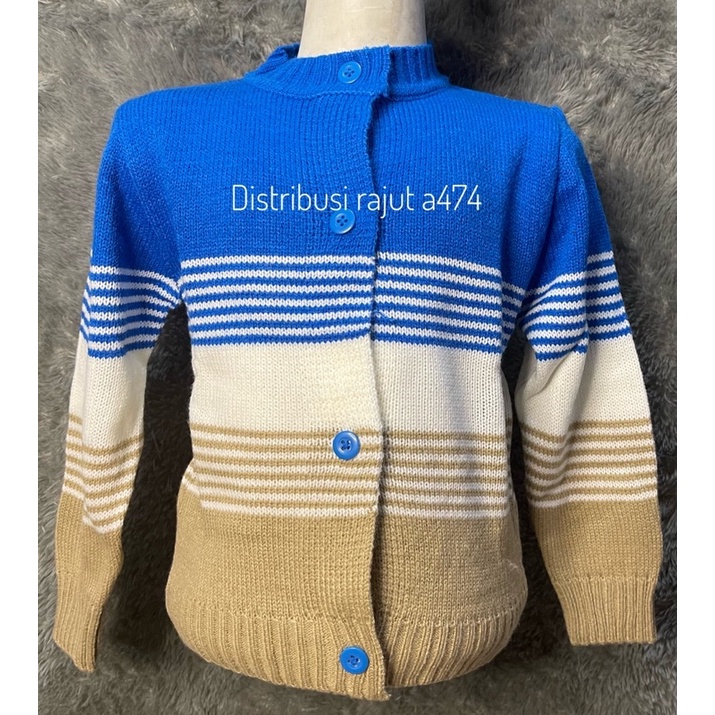 CARDIGAN RAJUT ANAK KOREA UMUR 1 SAMPAI 3 TAHUN MOTIF GARIS