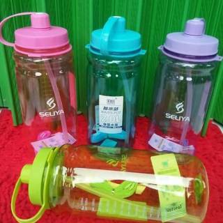 [BISA COD] Botol Minum Jumbo Seliya 2 Liter Dilengkapi Tali + Sedotan [FREE BUBBLE] Botol Sports 2L