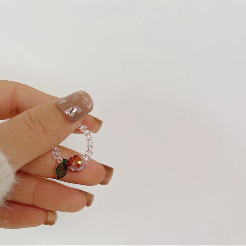 Sweetheart Fruit Elastic Ring, Crystal Color, Cute, Fresh, Hyuna Style Ins Sen System