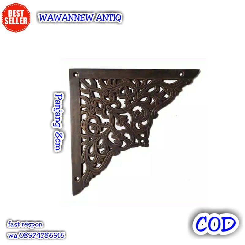 Siku / Ornamen Meja Lemari Pintu Rumah Kuningan Antik 8,5cm