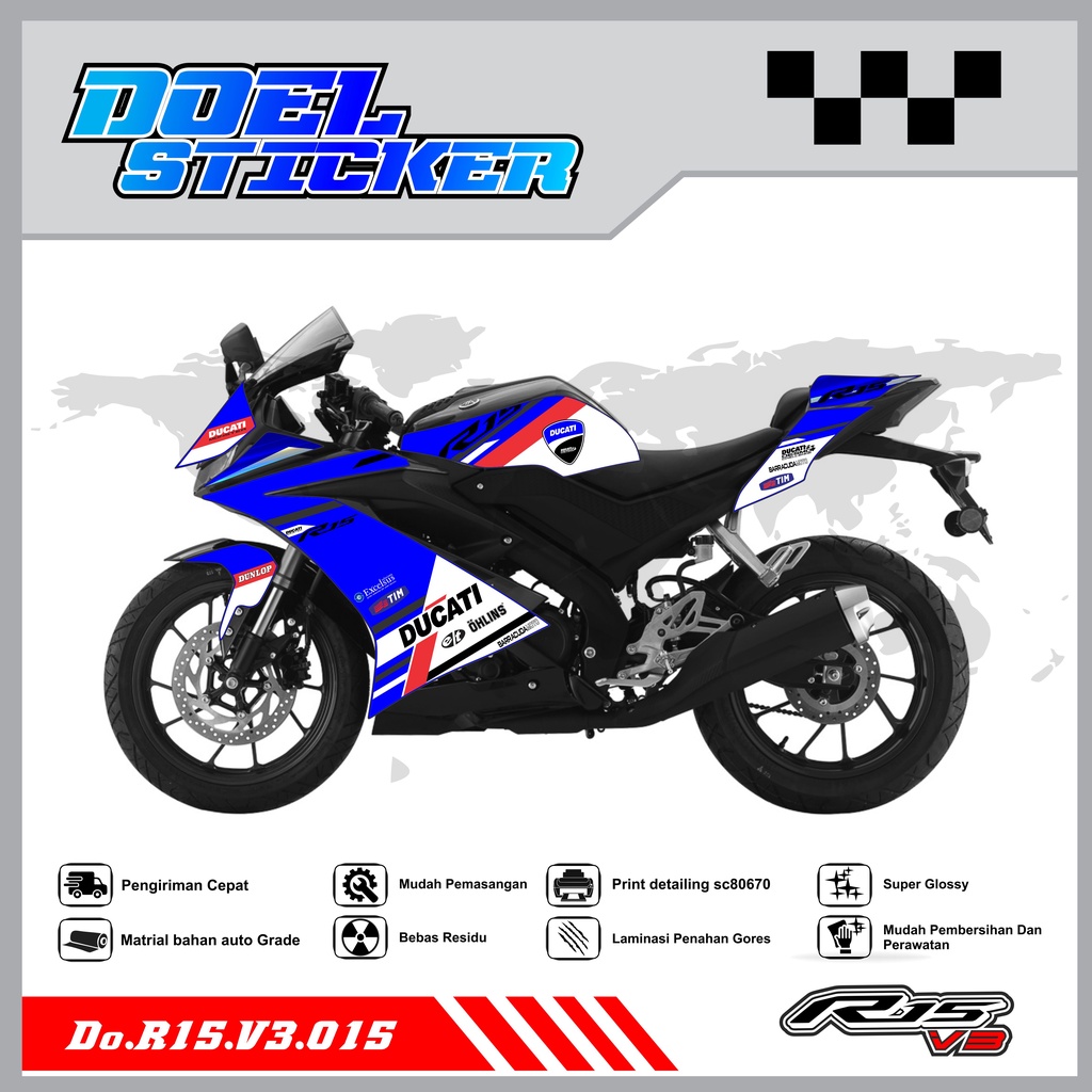 STICKER STRIPING R15 V3 - STICKER STRIPING SEMI FULL LIST VARIASI HOLOGRAM , CROME R15 V3 DOEL 015