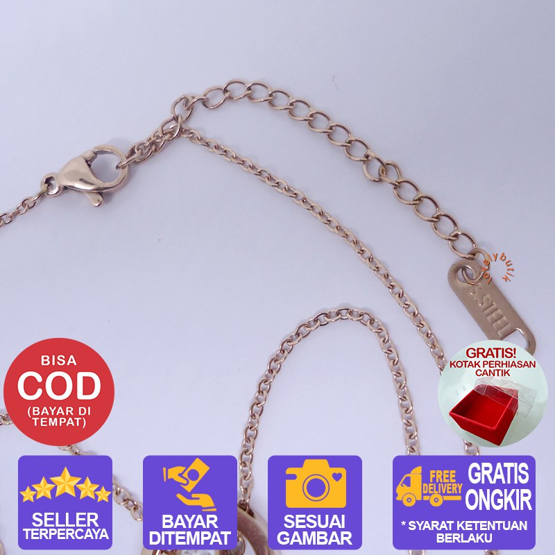 Lovelybutik Kalung Titanium Wanita Anti Karat Selamanya Victoria Uk. 45 cm BONUS KOTAK PERHIASAN