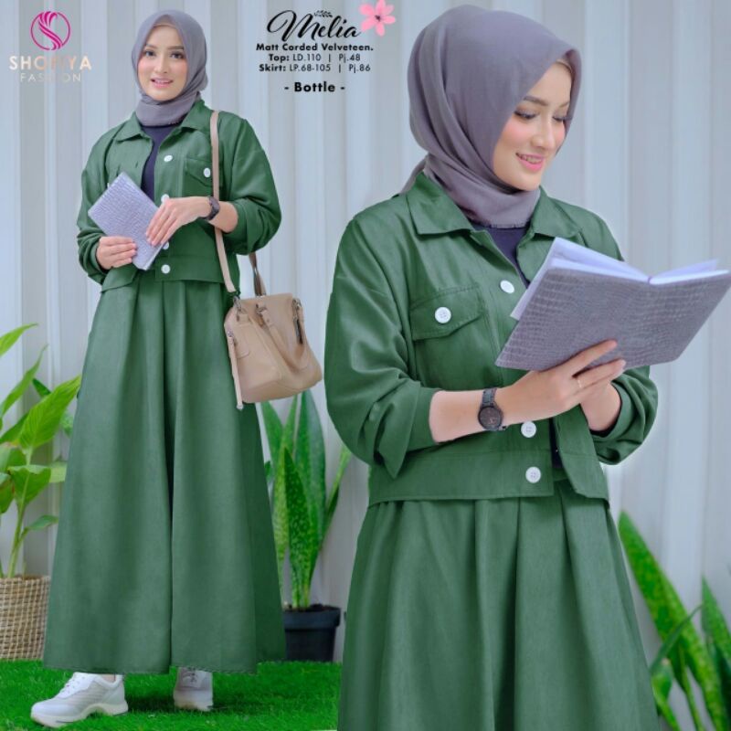 SELVI,NAYA,NIKKY, MELIA,FRIDA,GIVA ,ILONA One Set 2 in 1(outer &amp; skrit) Ori by Shofiya