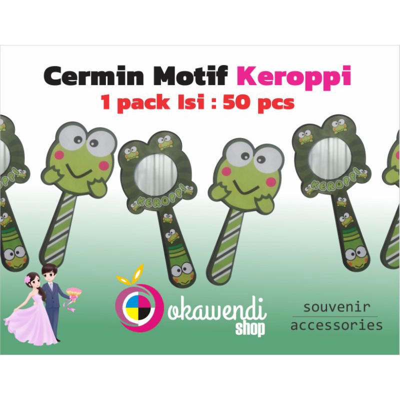 Souvenir Nikah Pernikahan Kaca Cermin Karakter Keroppi Aksesoris Craft Pesta Cinderamata