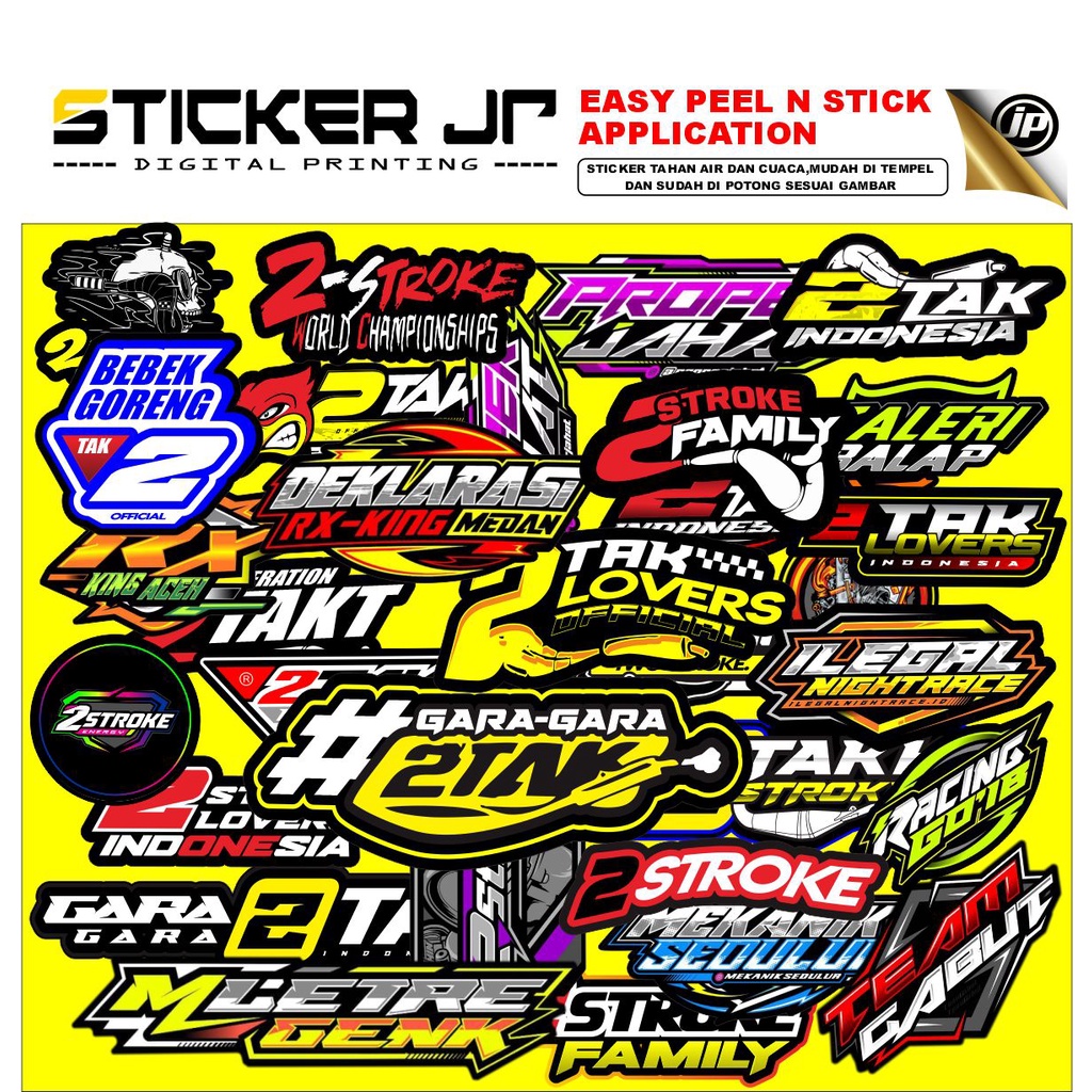 JP Sticker 2 Tak terbaru / sticker bebek goreng /  sticker two stroke viral /sticker dua tak indonesia / sticker gara gara 2 tak / sticker rx king / Stiker 2 tak Sticker 2 Stroke Lovers Hobi 2 tak JP-01
