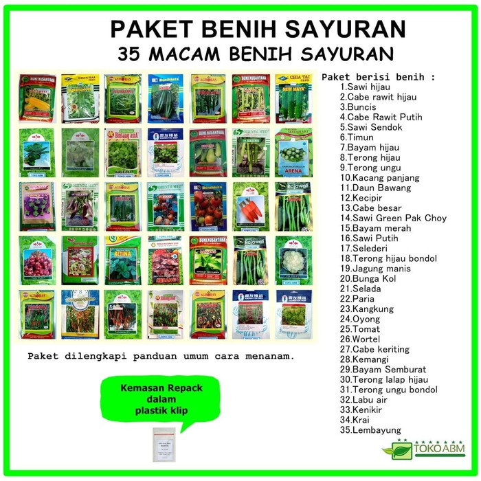 PAKET HEMAT BENIH TANAMAN SAYURAN 35 MACAM BIBIT TANAMAN SAYUR MU