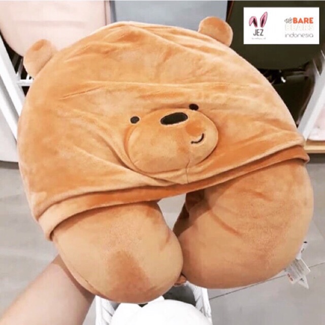 we bare bears bantal leher neck pillow travelling bantal pesawat travel pillow panda grizz ice bear