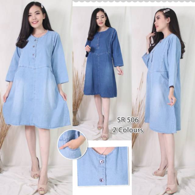 MINI DRESS JEANS TERUSAN PENDEK PAKAIAN CEWE