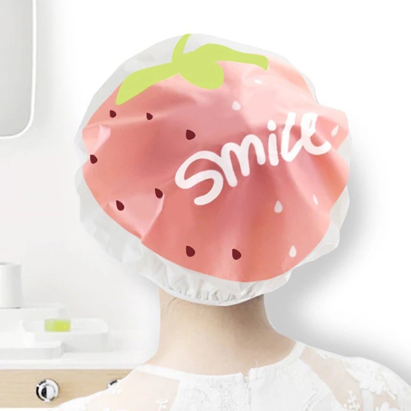 Shower Cap Topi Mandi Topi Keramas Karakter Buah Fruits Penutup Kepala Strawberry Kiwi Watermelon