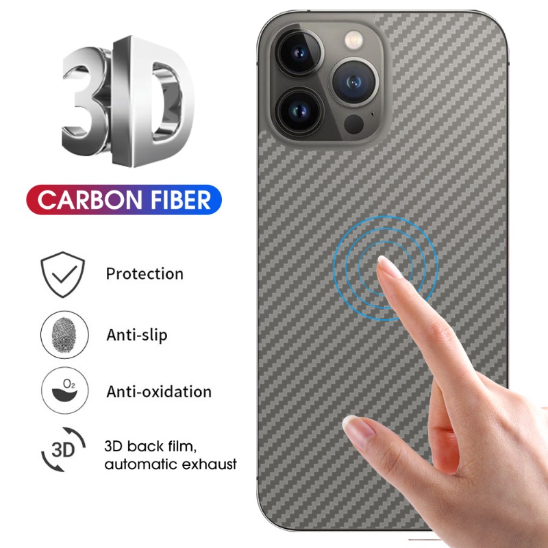 3d Carbon Fiber Matte Back Film Stiker Pelindung Tembus Anti Gores Kompatibel Untuk iPhone14/14Plus/14 Pro/14 Pro Max