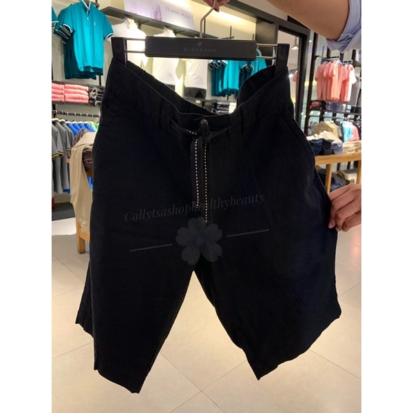 Giordano Celana Pendek Pria Linen Black  Size M New Sale