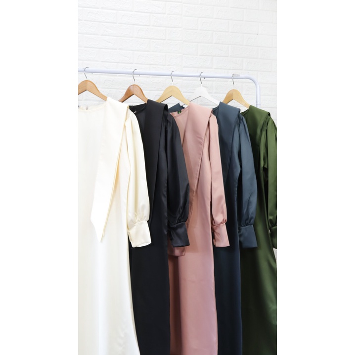 [FREE BELT] Adeeva dress satin wanita - dress pesta lengan balon - dress muslimah
