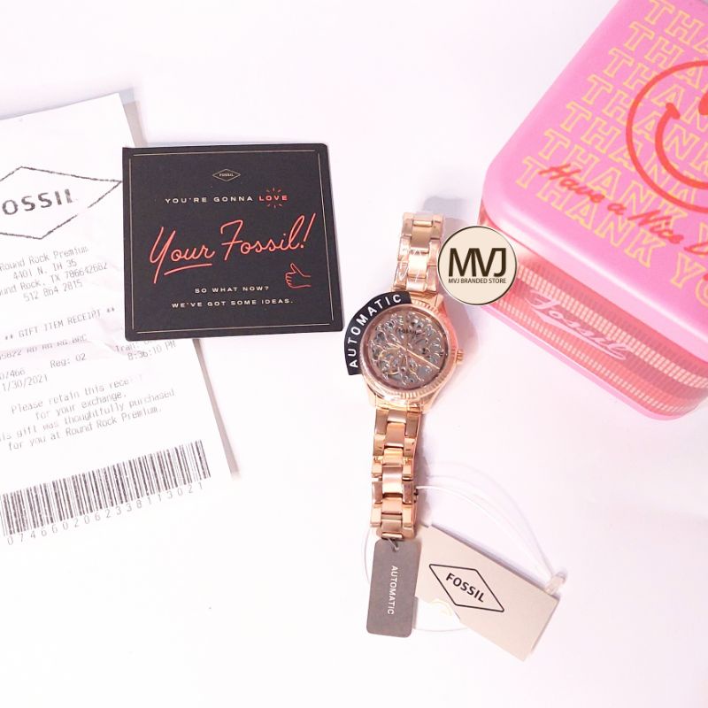 FOSSIL Rye Automatic Rose Gold-Tone Stainless Steel Watch (BQ3754)