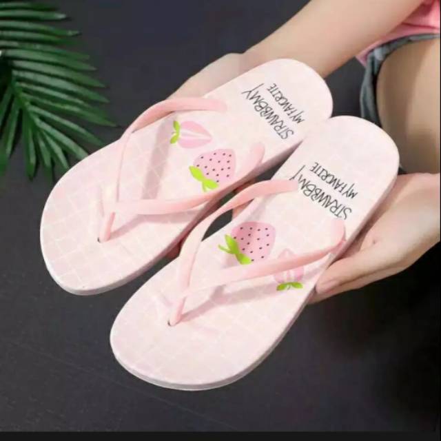 Seanspot Sandal Sendal Wanita Rumahan Motif Strawberry