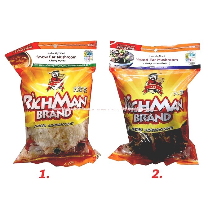 Richman Brand 50gr Snow Ear Wood Ear Mushroom Jamur Kering Jamur Kuping Rich Man