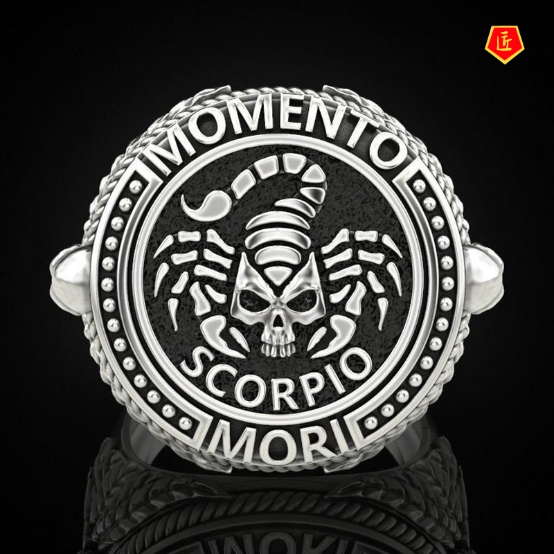 [Ready Stock]Punk Vintage 925 Silver Scorpio Skull Ring