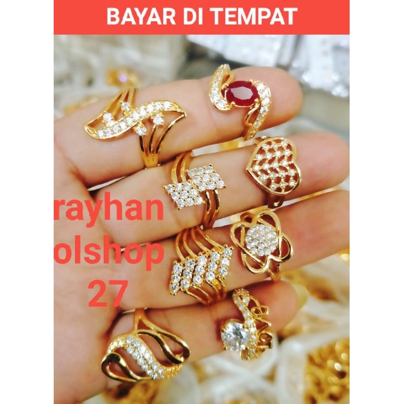 TERBARU DARI RO-27, CINCIN CICANDE TITANIUM GOLD LAPIS EMAS 22 K ANTI KARAT MOTIF PILIHAN