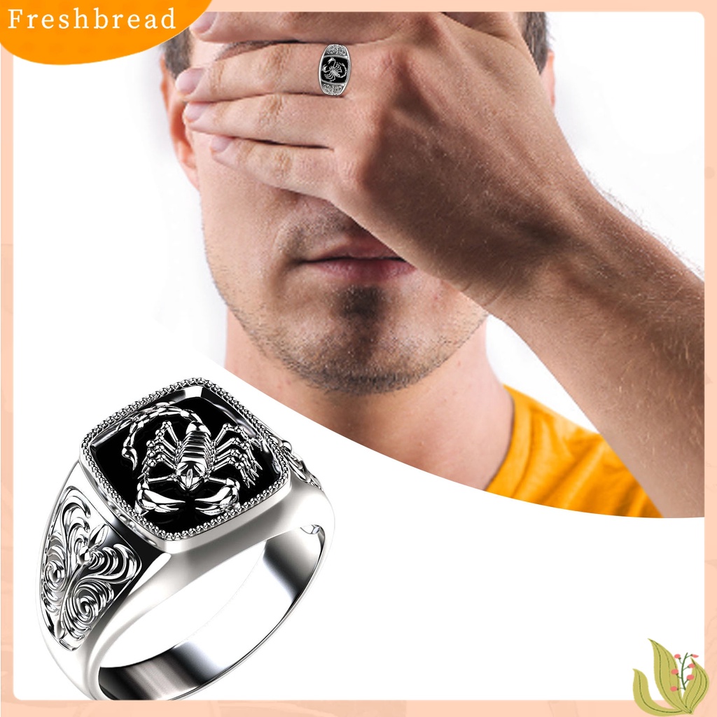 [TERLARIS]Creative Alloy Scorpio Relief Men Ring Silver Wedding Band Jewelry Accessory for Anniversary