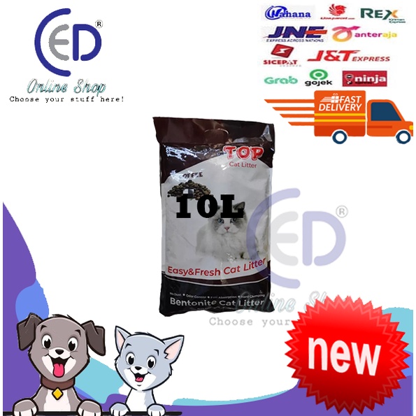 PASIR KUCING GUMPAL WANGI TOP CAT LITTER 10L ( VIA GOSEND &amp; GRAB )