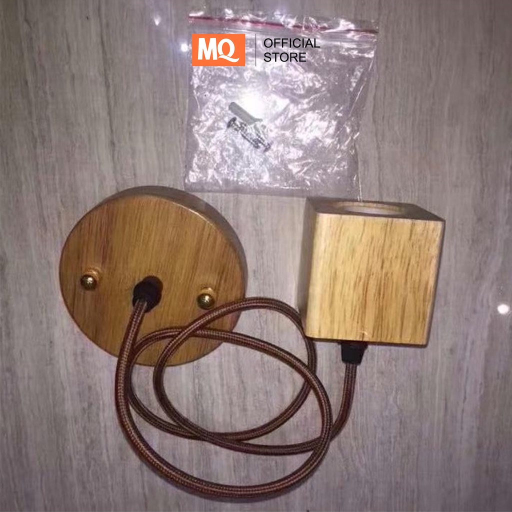 MQ Fitting Gantung KAYU terkeren termurah EELEGAN Edison filamen KAYU cafe Retro  - Fitting E27