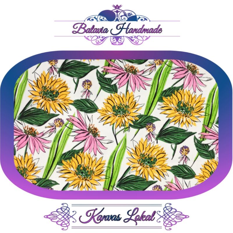 Kain kanvas lokal motif bunga
