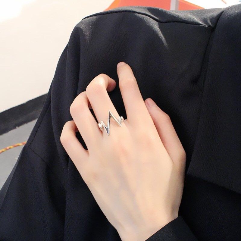 [✅READY STOCK] Cincin hitam Alloy Desain Zigzag Gaya Korea Aksesoris Murah Wanita emas perak Unisex Penjualan Panas Mode