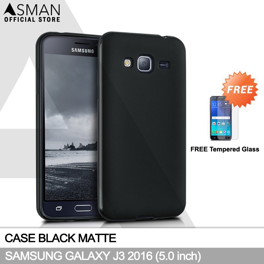 Ultraslim Samsung Galaxy J3 (2016) / J310 (5.0&quot;) | Soft Case Black Matte + FREE Tempered Glass