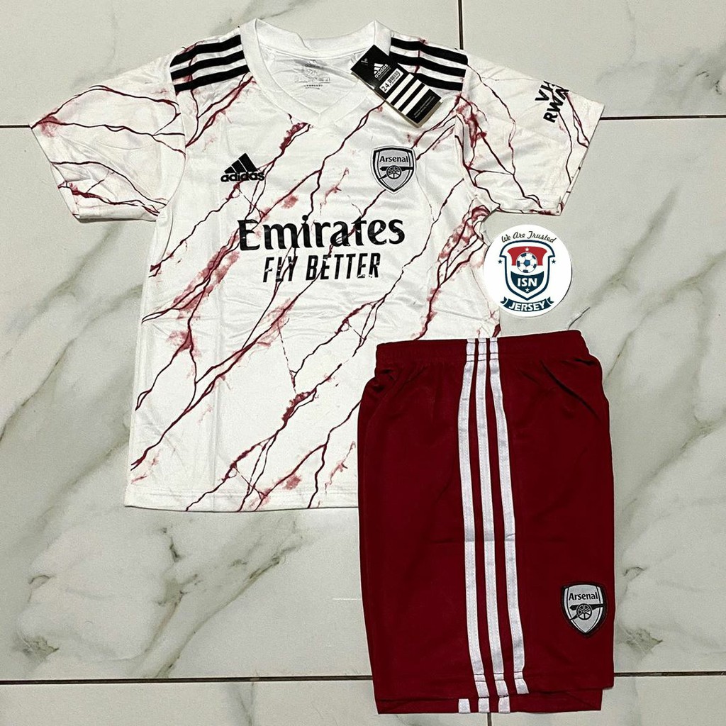 Jersey Bola Anak Arsenal Away 20/21 Grade Ori Top Quality ( Baju + Celana )