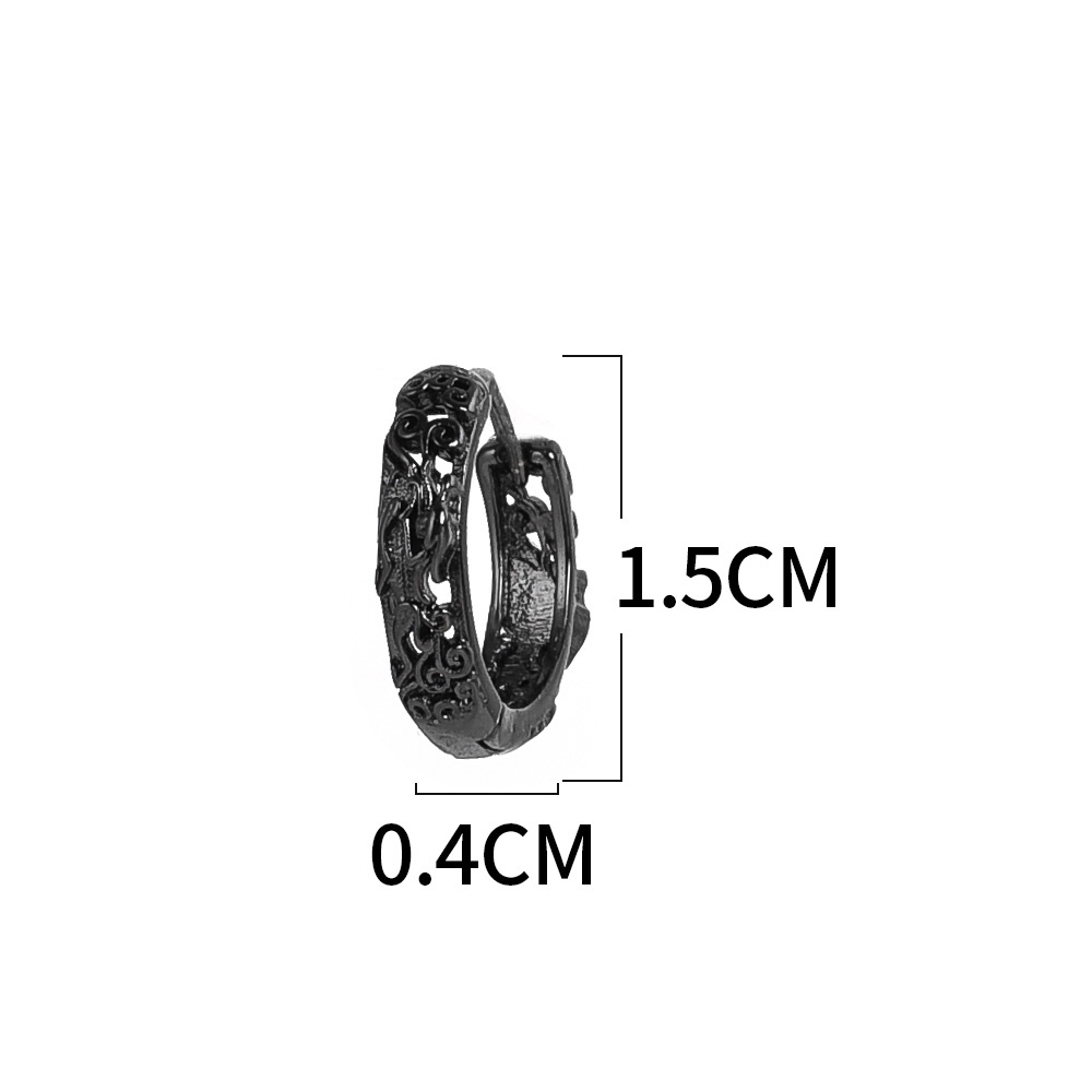 Anting Stud Gesper Telinga Pixiu Gaya Punk Hip-Hop China Feng Shui Good Luck Untuk Pria Dan Wanita