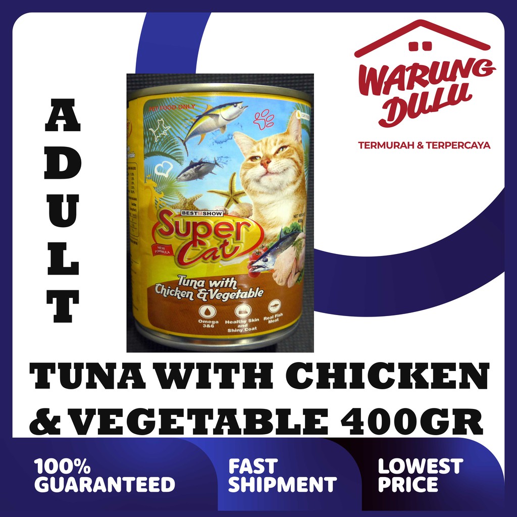 SUPER CAT TUNA WITH CHICKEN &amp; VEGETABLE 400GR