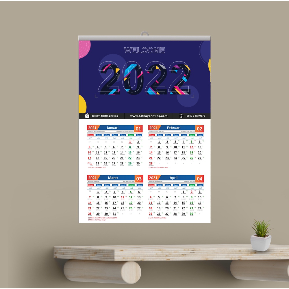 

Kalender Dinding - 31x47cm (AP 150g) - 6 Lembar Klep Seng