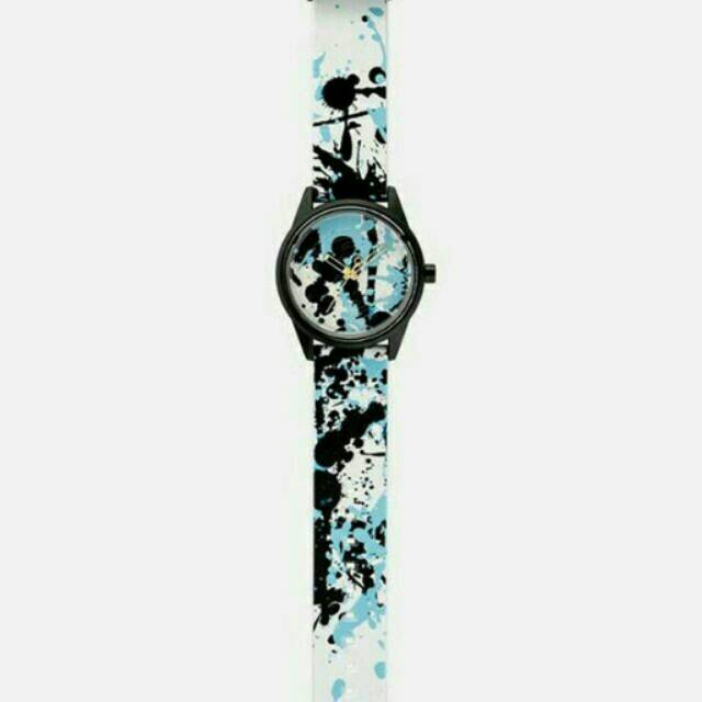 Jam tangan QQ smile solar motif abstrak jam unisex bisa untuk renang jam analog original bergaransi