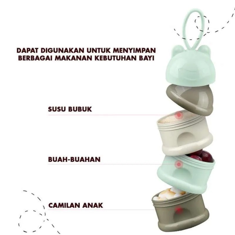 VnM004 | Tempat Susu Bubuk Dispenser Container Susu Travelling Bayi Praktis 3 Susun