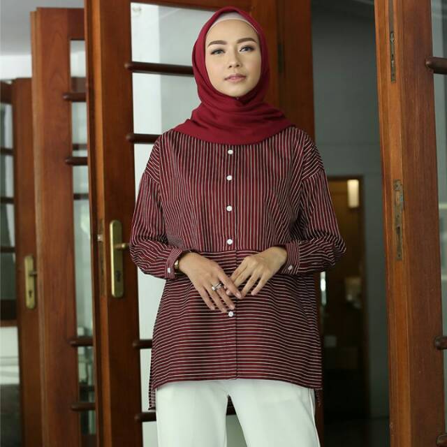 Jastip Stripes Blouse Heaven Lights