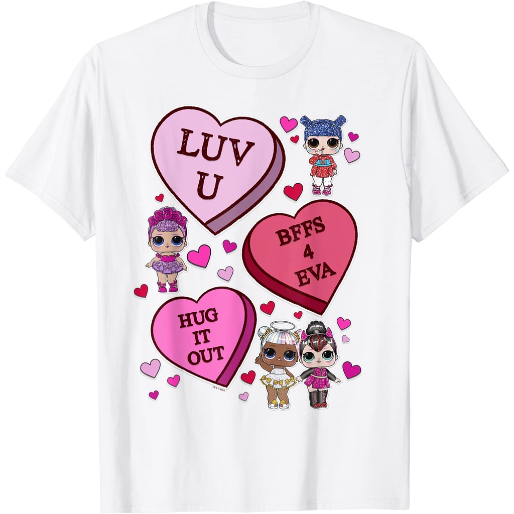 Kaos Anak LOL Surprise Valentine's Day Candy Hearts Pakaian Fashion Baju Atasan Anak Laki Laki Perem
