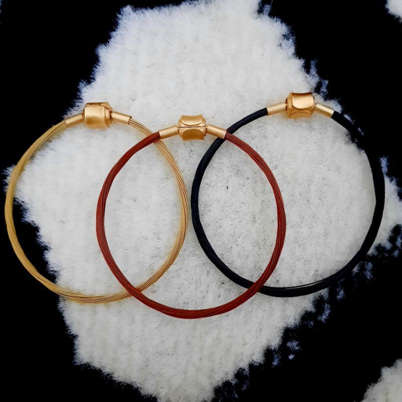 Grosir (SSC) Gelang Tali Kawat Pandora Rumbai Gold, Black, & Red Premium Termurah