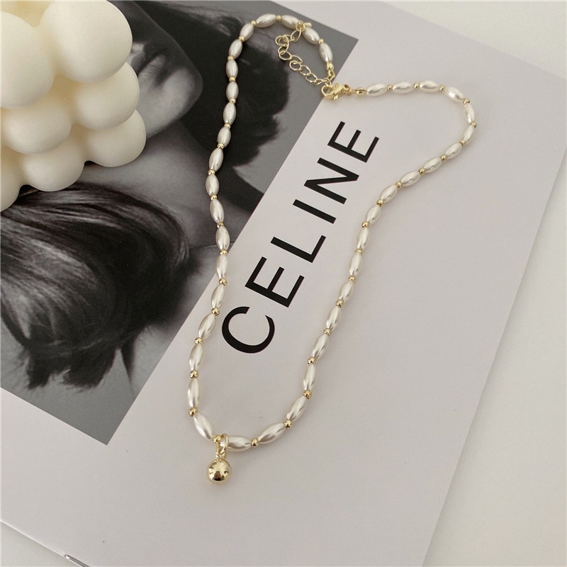 French Retro Mutiara Kalung Ins Manik Liar Liontin Rantai Tulang Selangka Perhiasan Fashion Wanita COCOJEWELRY