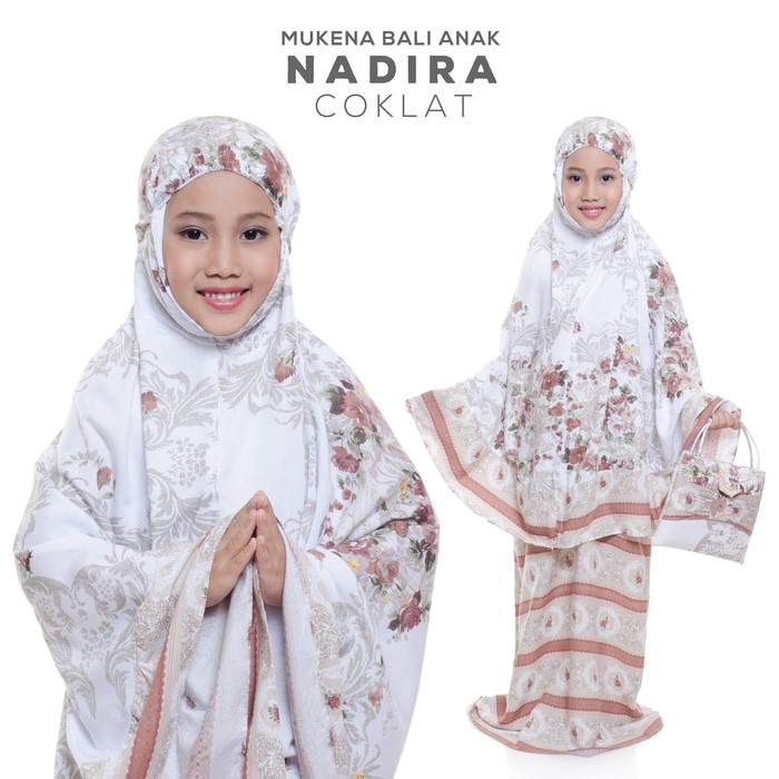 Mukena Bali Anak Kecil SD Rayon Adem Nadira Coklat Motif Bunga Bunga Cantik Size 7-8 Tahun Terbaru