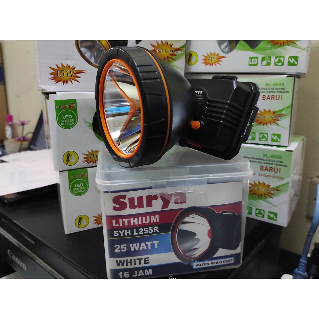 Senter Kepala Surya SYH L255R L256R 25w 25 watt putih White Waterproof 16 jam