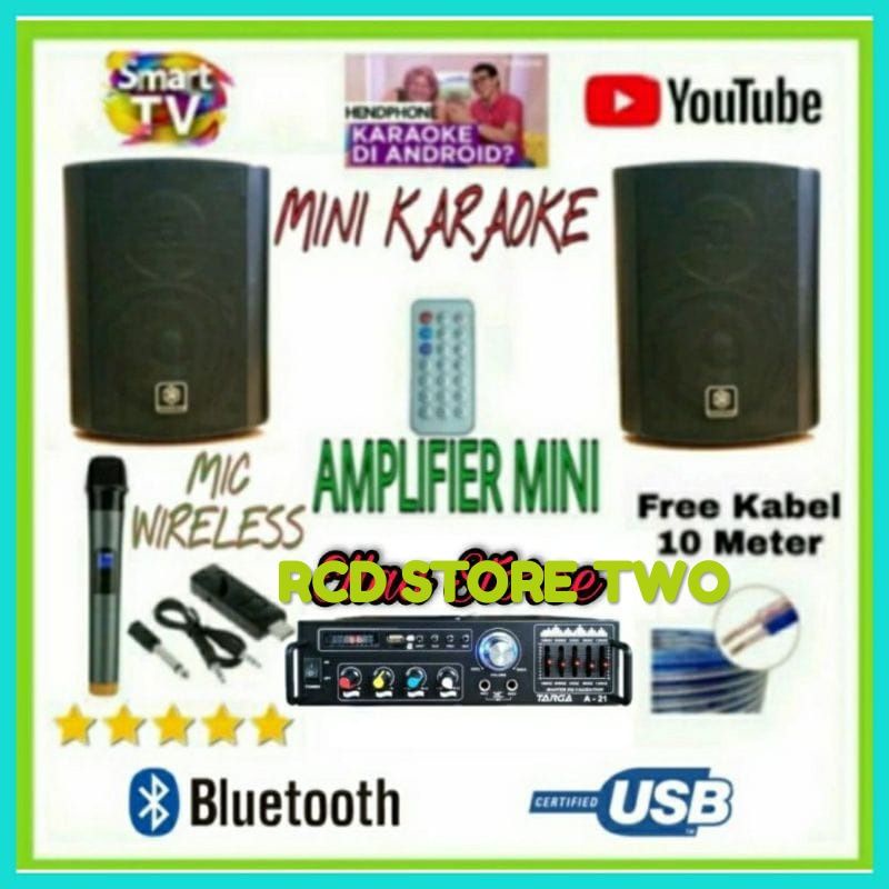 Paket Karaoke Set Speaker 3R 5 IN Ampli Mini Karaoke Smart Tv Wireless