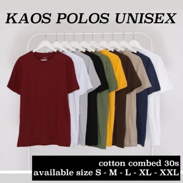  KAOS  POLOS  COTTON  COMBED  30S  BASIC TEE KATUN UNISEX MURAH 