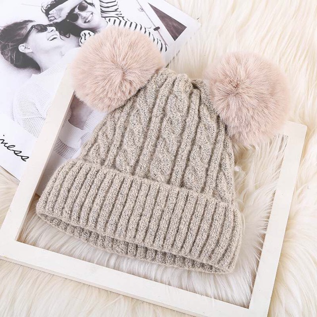 TWO POM POM BEANIE #1403