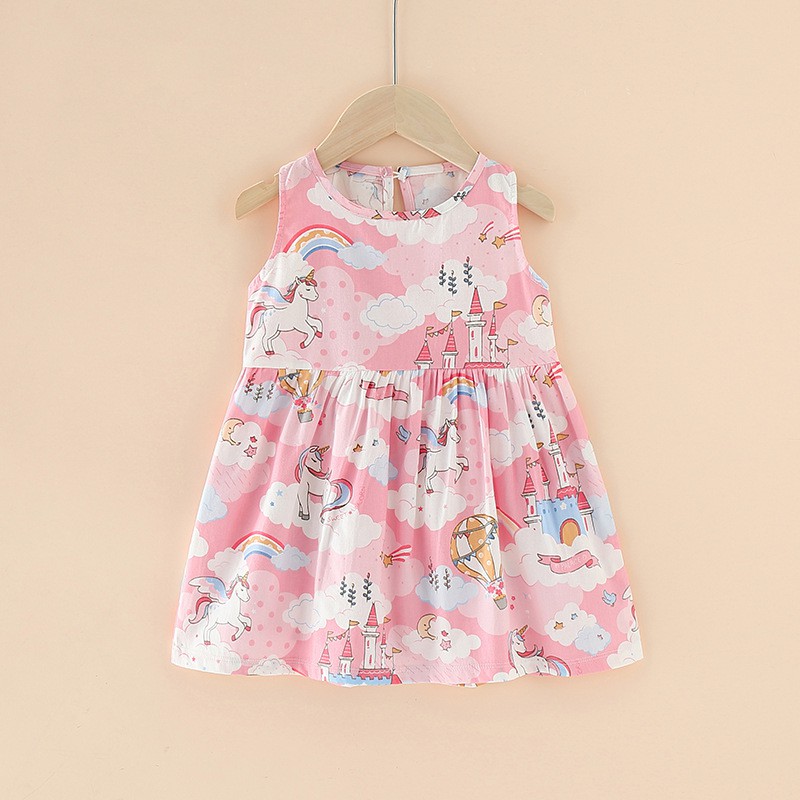 BABYSICAL 1-4 Thn - Aneka Dress anak Dress Bayi Korea Cotton Bamboo Motif Premium-Unicorn Pink