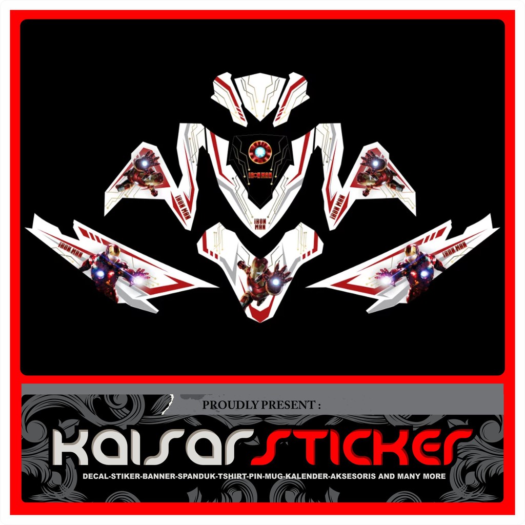Decal Sticker Motor Full Body Stiker Honda Vario 150 - 125 Esp Full Body Iron Man Putih