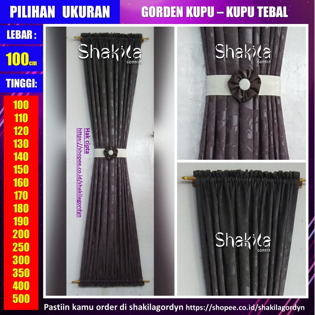 Gorden Jendela Minimalis Kupu Kupu Ikat Abu Tua Tebal